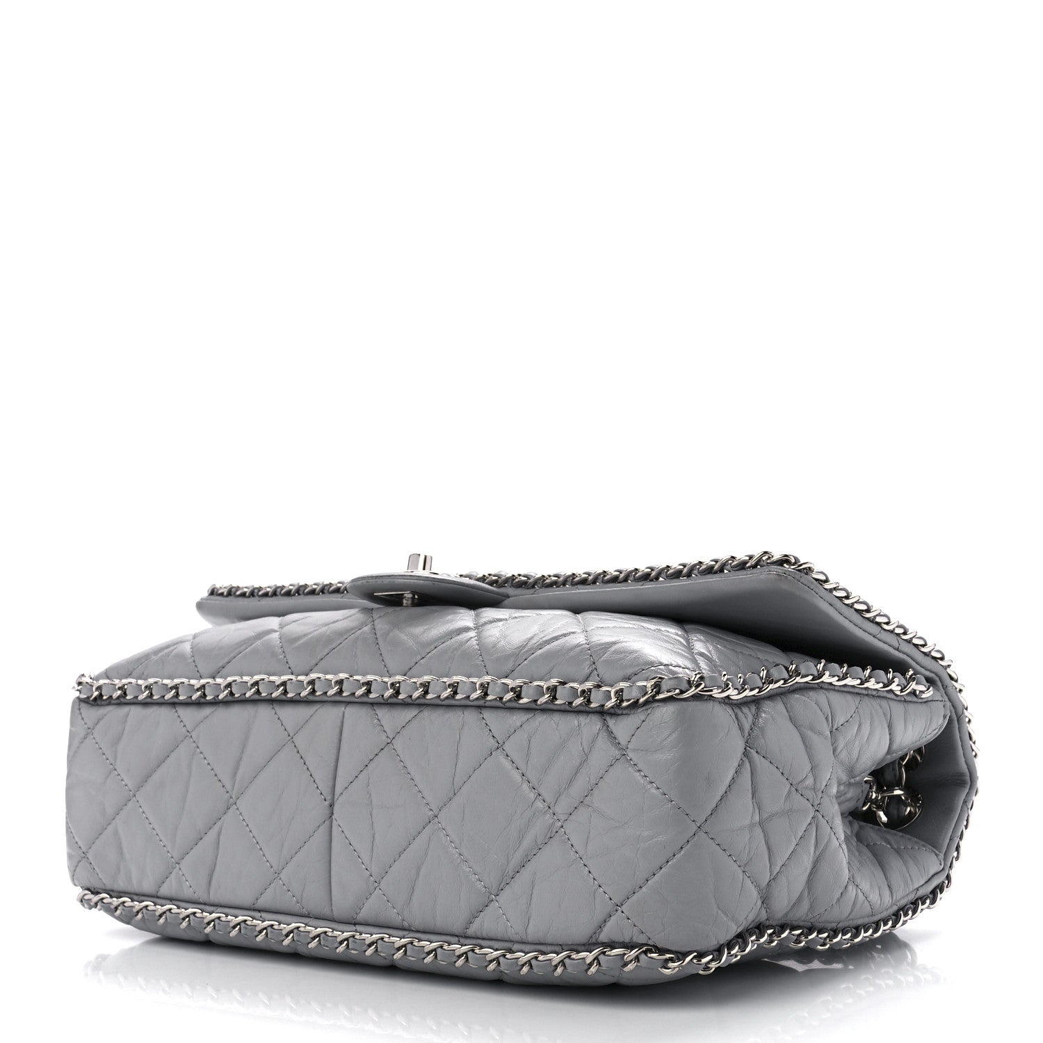 Chanel Crumpled Calfskin Large Chain All Over Flap Grey 9 of 11