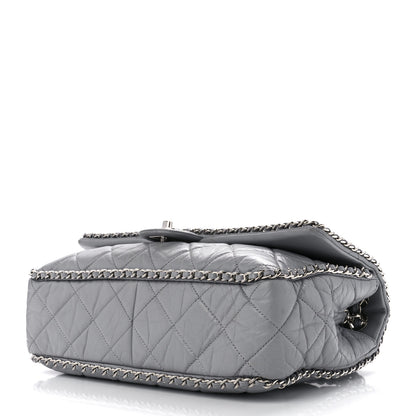 Chanel Crumpled Calfskin Large Chain All Over Flap Grey 9 of 11