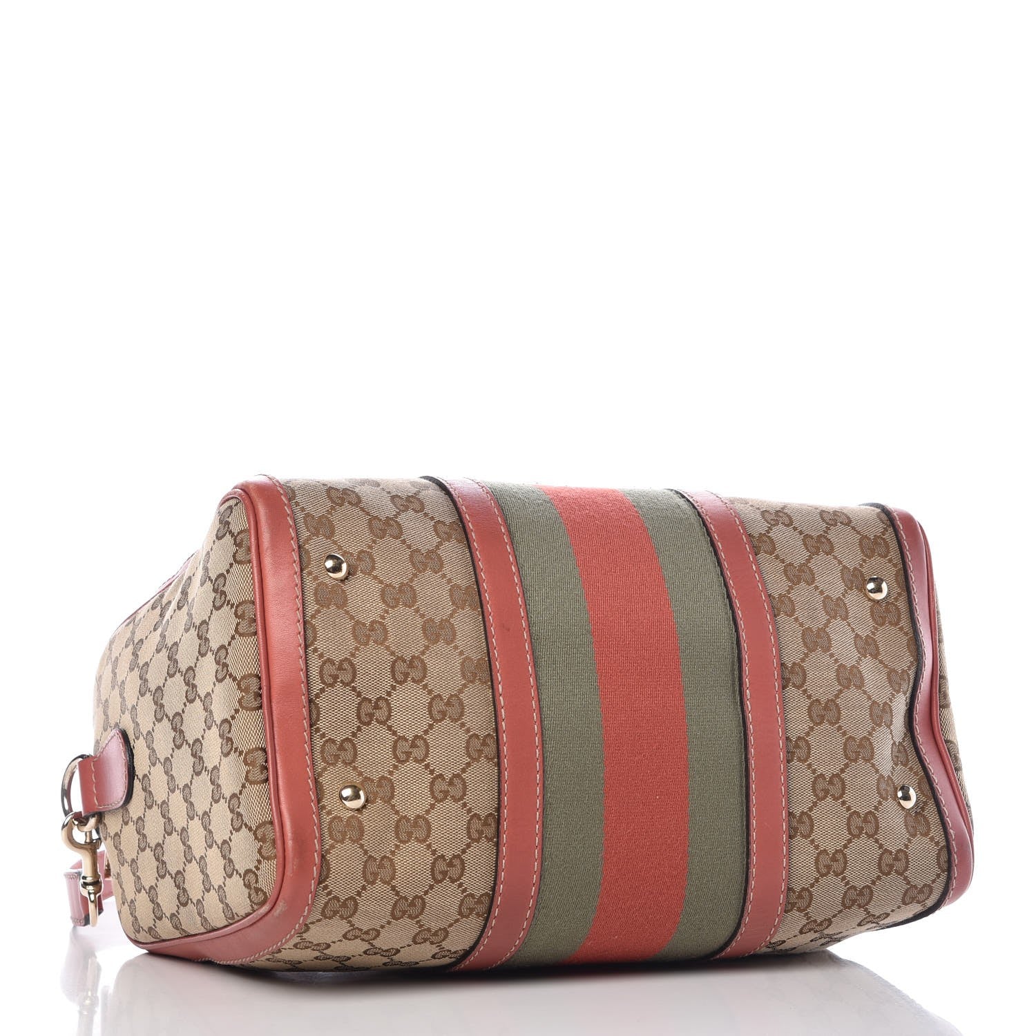 Gucci Monogram Medium Vintage Web Boston Pink 5 of 25