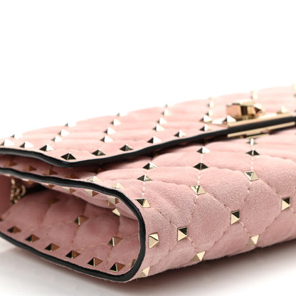 Valentino Garavani Suede Rockstud Spike Wallet on Chain Loto 9 of 12