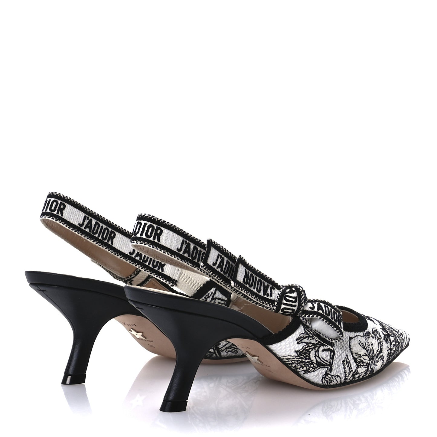 Canvas Embroidered Voyage Cotton Ribbon J'Adior Slingback 65mm Pumps 38 Off White Black