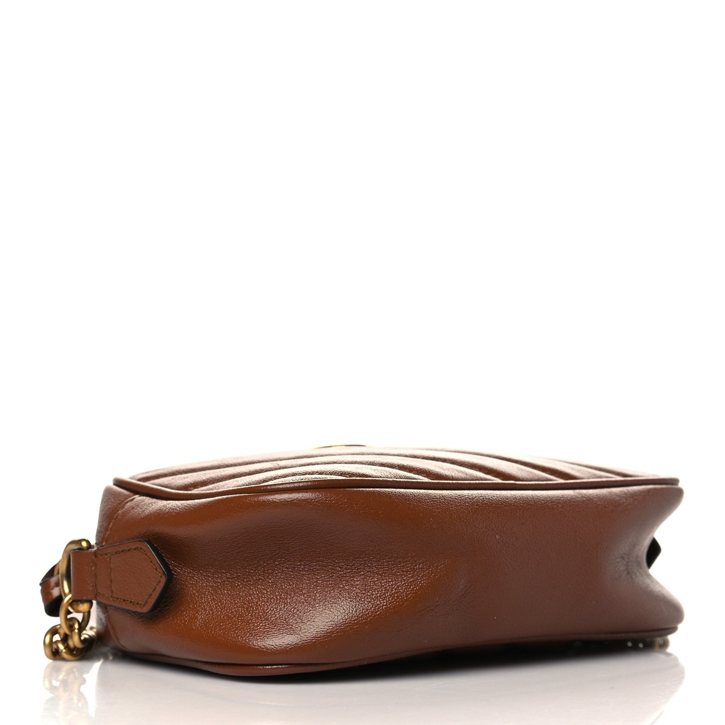 Glazed Calfskin Matelasse Diagonal Mini GG Marmont Chain Shoulder Bag Cuir