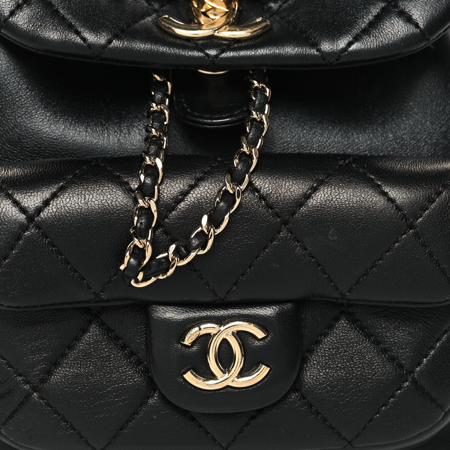 Chanel Lambskin Quilted Small Duma Drawstring Backpack Black 8 of 10