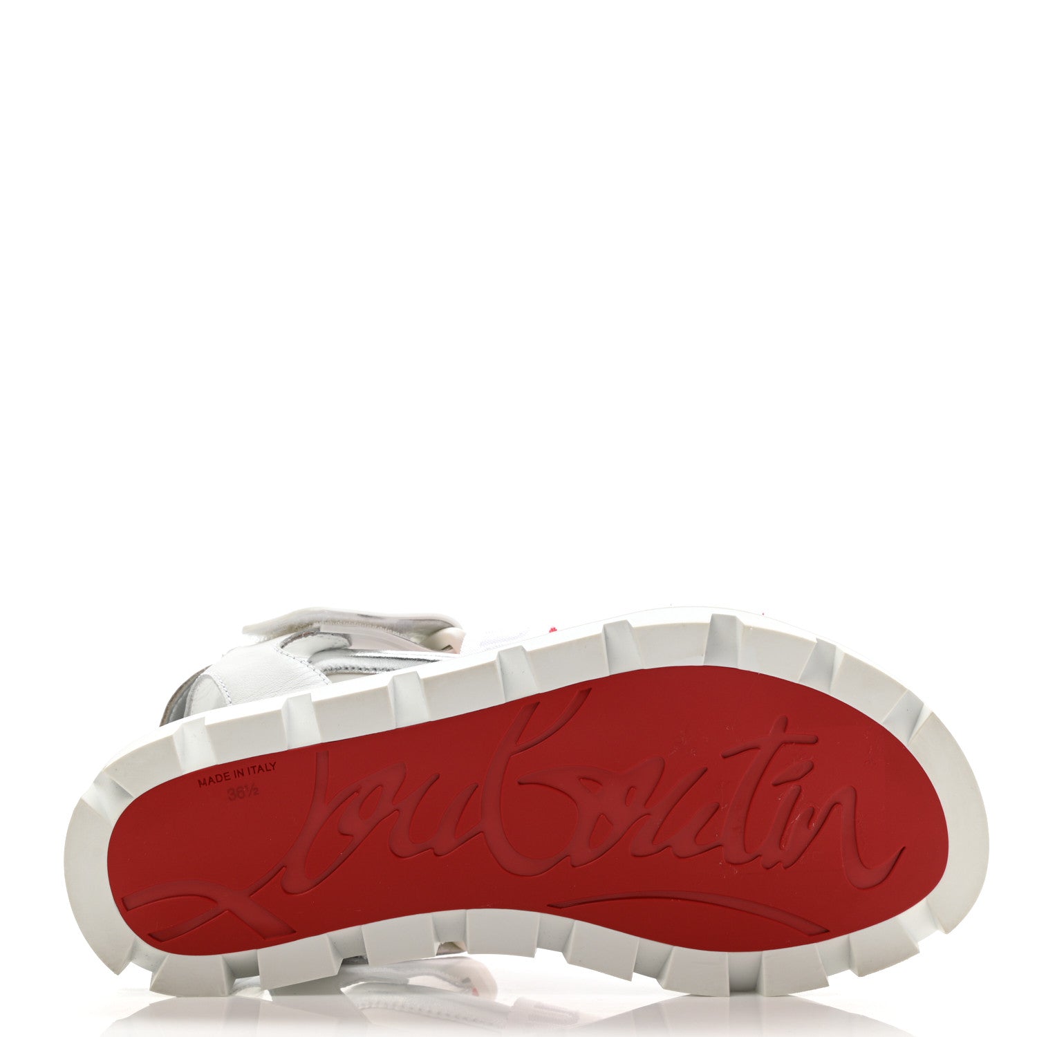Christian Louboutin Calfskin Velcrissimo Flat Sandals 36.5 Blanco Silver 9 of 9