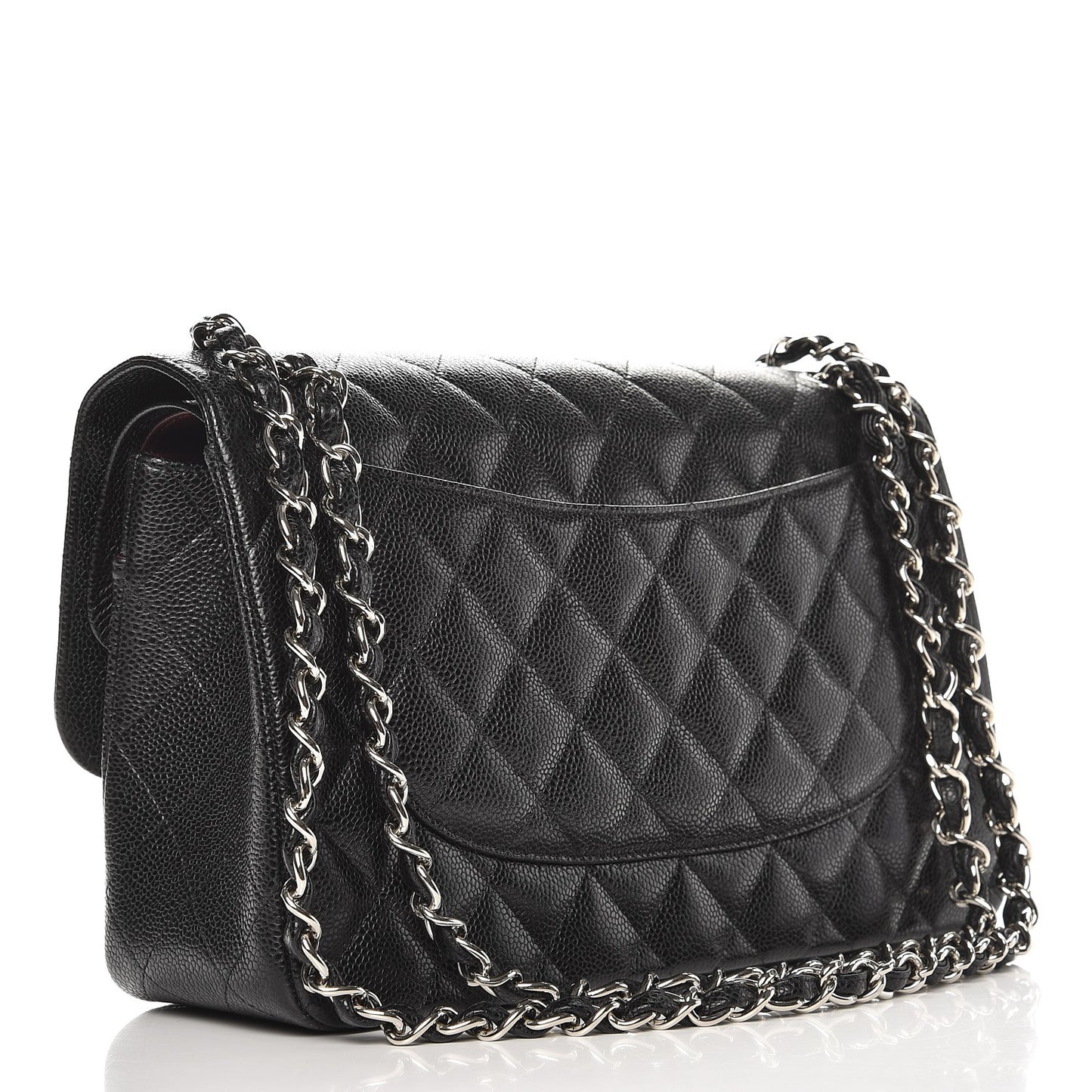 Caviar Quilted Jumbo Double Flap Black