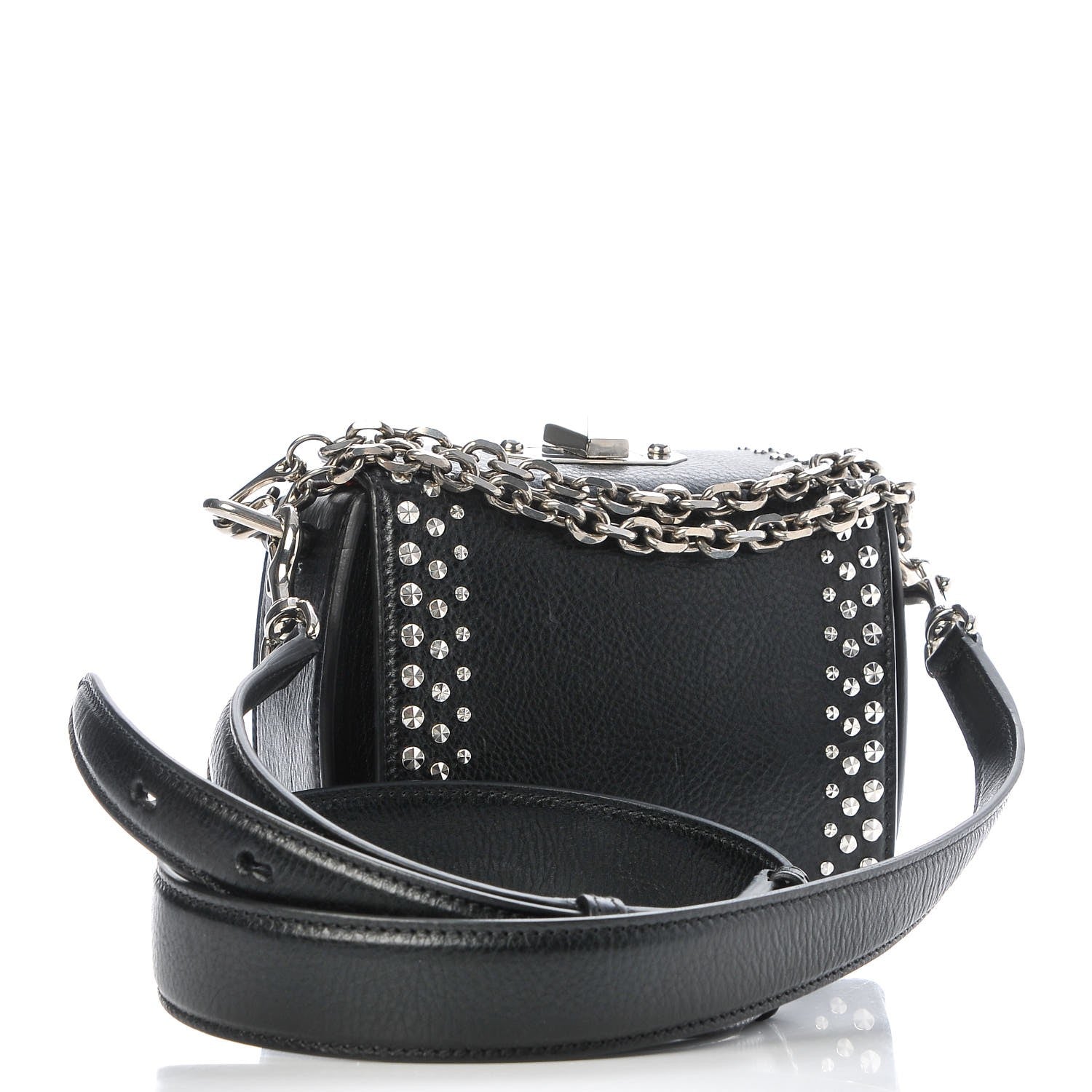 Alexander McQueen Grained Calfskin Studded Box Shoulder Bag 16 Black 3 of 6