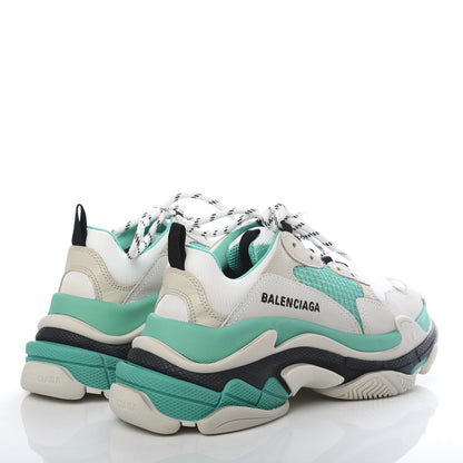 Balenciaga Fabric Mesh Womens Triple S Sneakers 37 White Green Grye 4 of 8