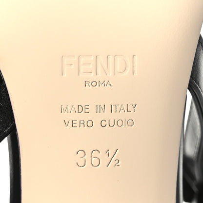 Fendi Mesh Vitello Ajour Embroidered Colibri Lite 55mm Slingback Pumps 36.5 Black 7 of 7