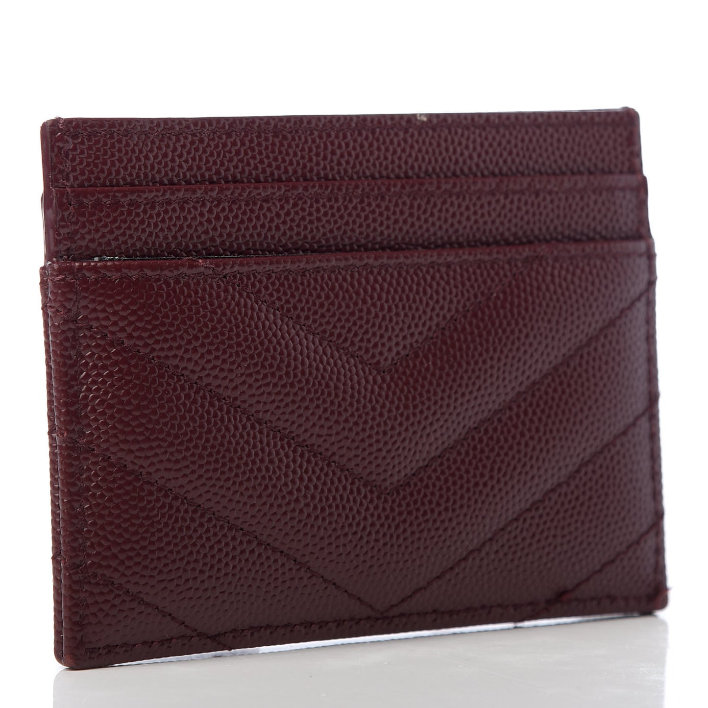 Grain De Poudre Matelasse Chevron Monogram Credit Card Case Bordeaux