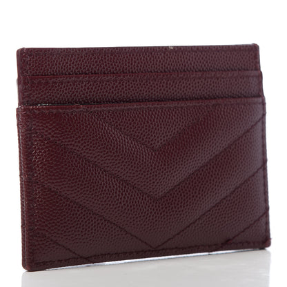 Saint Laurent Grain De Poudre Matelasse Chevron Monogram Credit Card Case Bordeaux 3 of 11