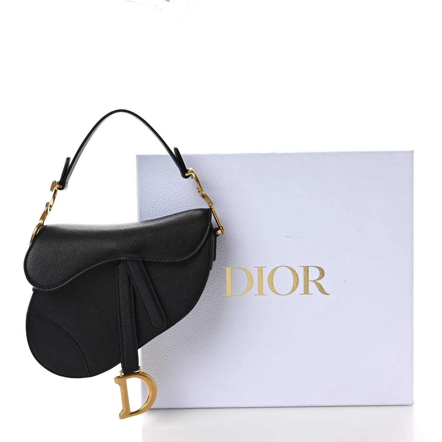 Grained Calfskin Mini Saddle Bag Black