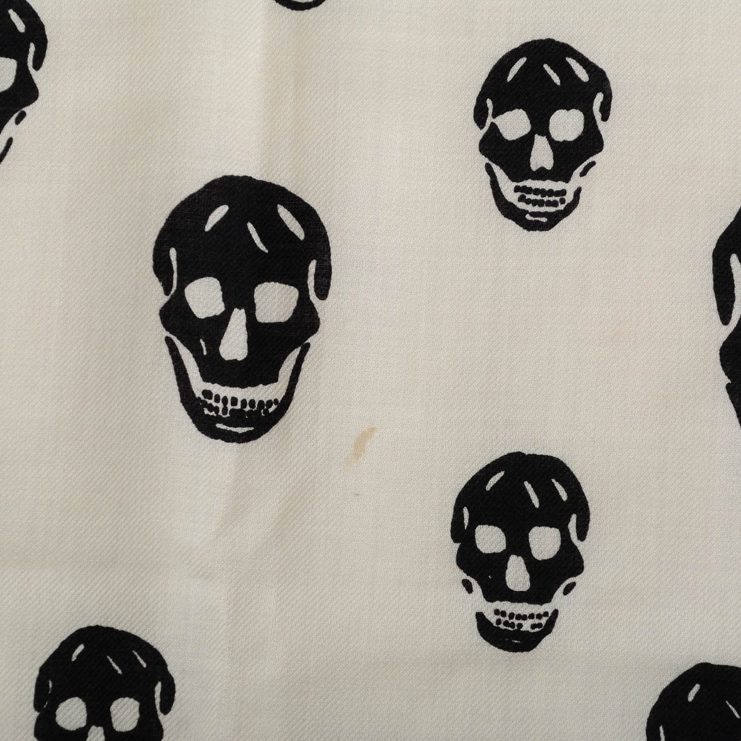 Wool Silk Cashmere Skull Scarf Ivory Black