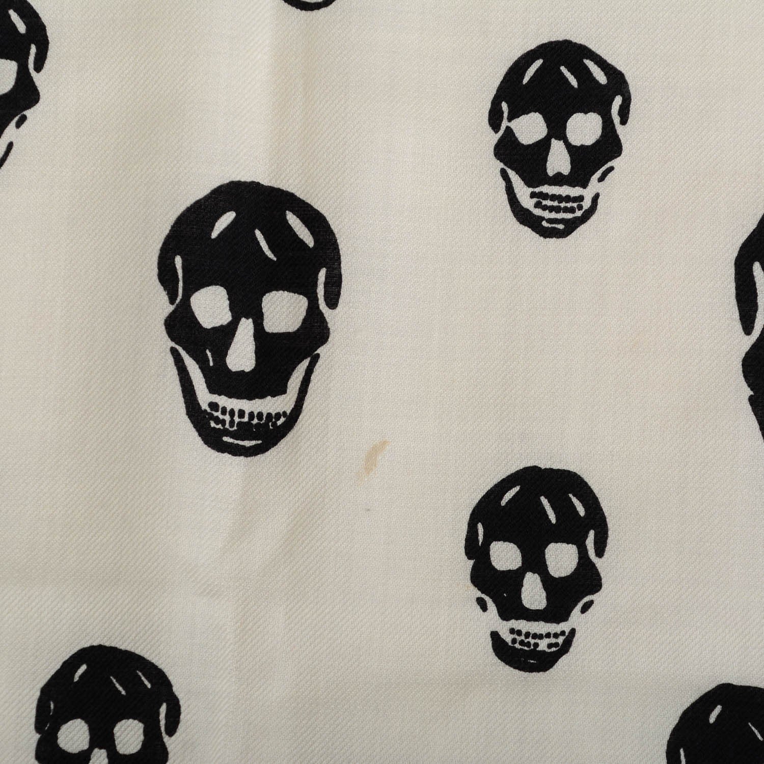 Alexander McQueen Wool Silk Cashmere Skull Scarf Ivory Black 5 of 6