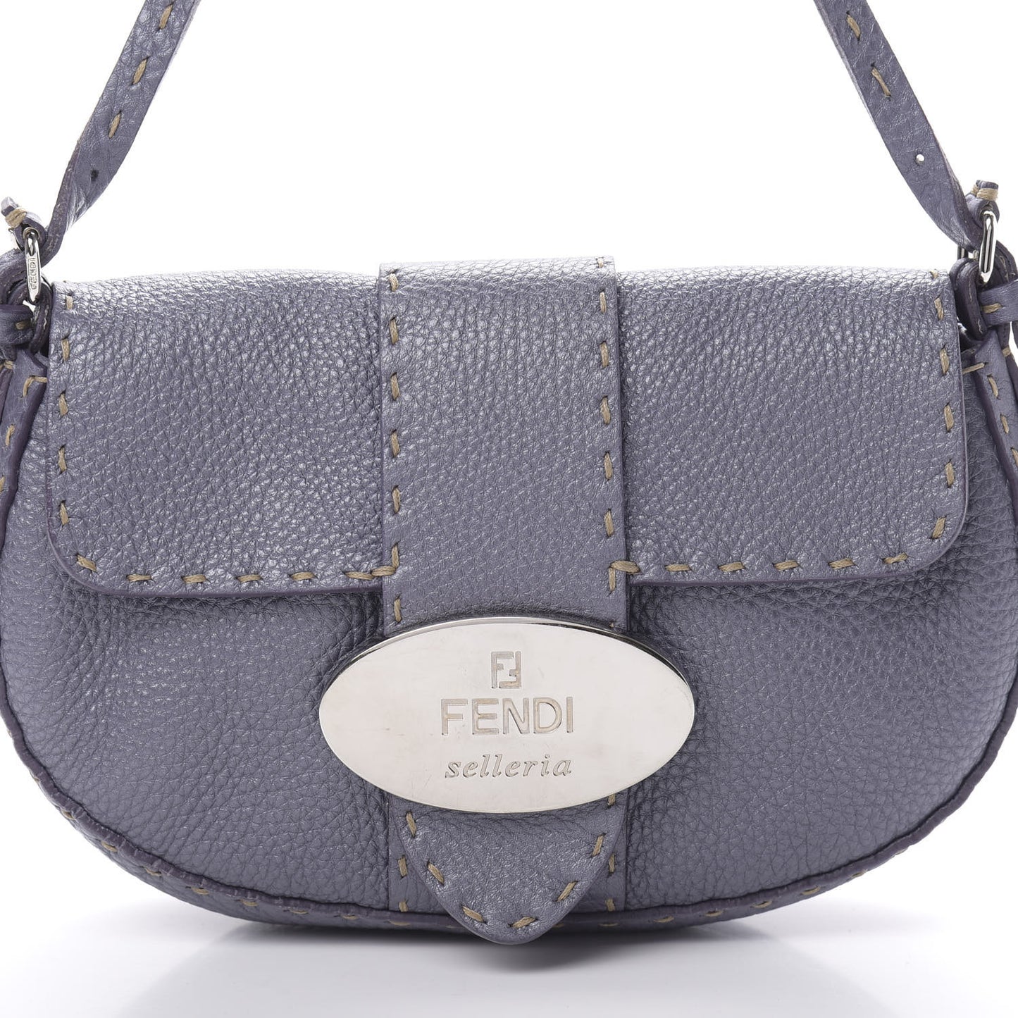 Calfskin Romano Selleria Mini Flap Bag Purple
