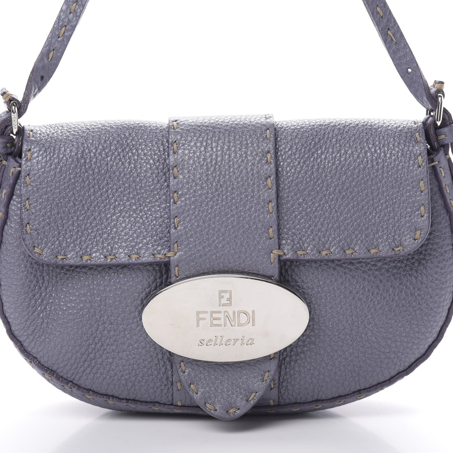 Fendi Calfskin Romano Selleria Mini Flap Bag Purple 8 of 13