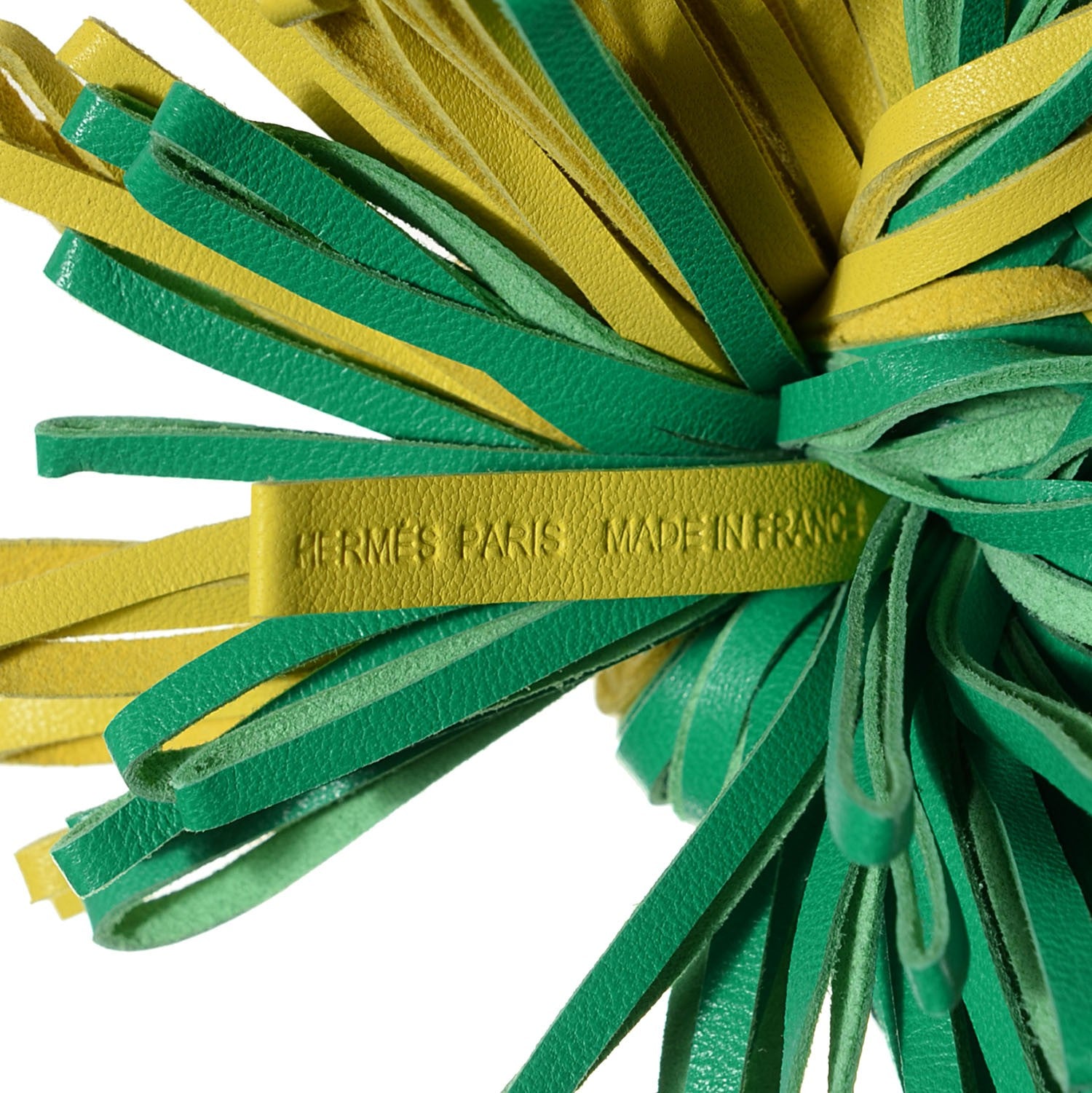 Hermes Lambskin Bi-Color Carmen Tassel Key Holder Lime Menthe 4 of 5