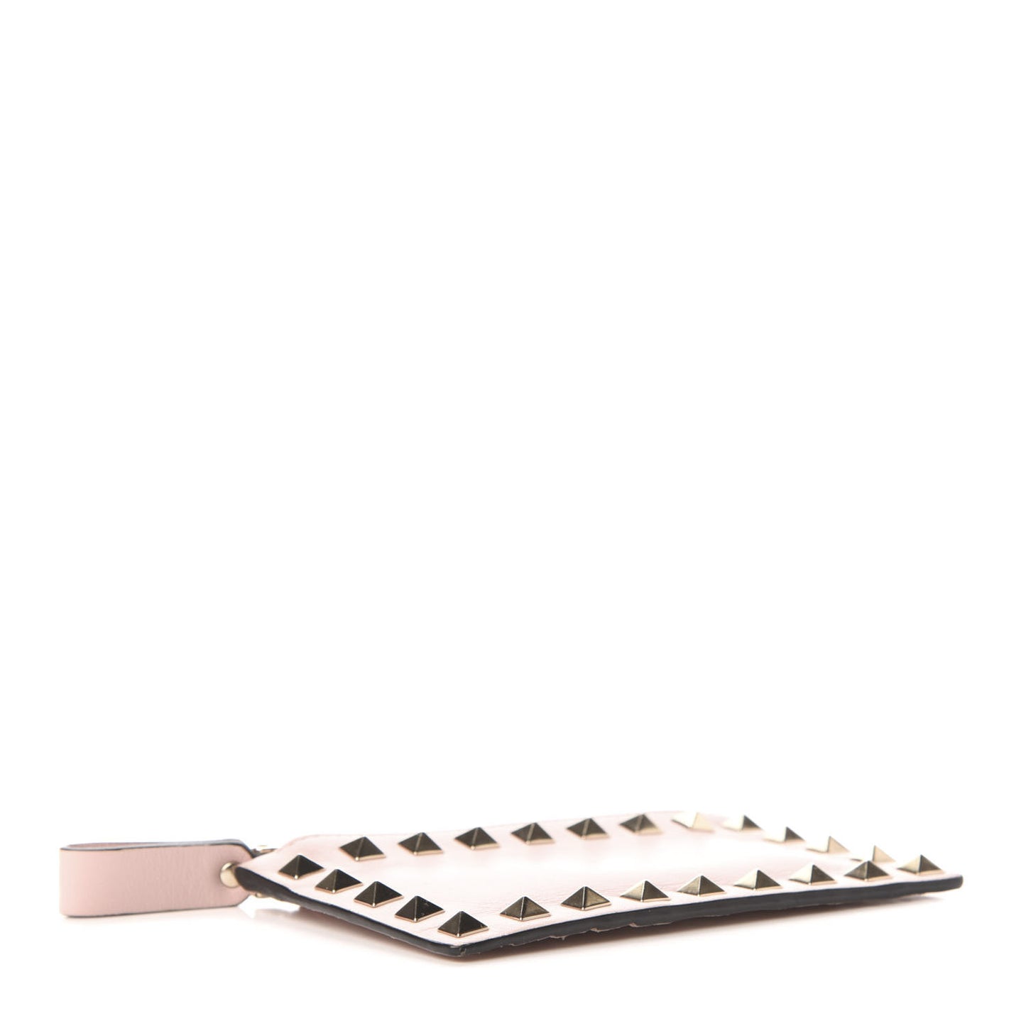 Calfskin Rockstud Coin Case Card Holder Water Rose