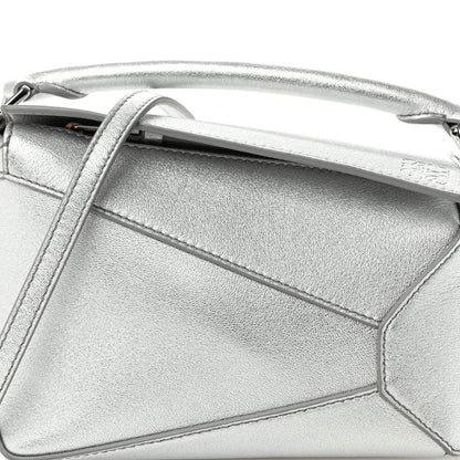 Loewe Laminated Lambskin Mini Puzzle Edge Bag Silver 7 of 9
