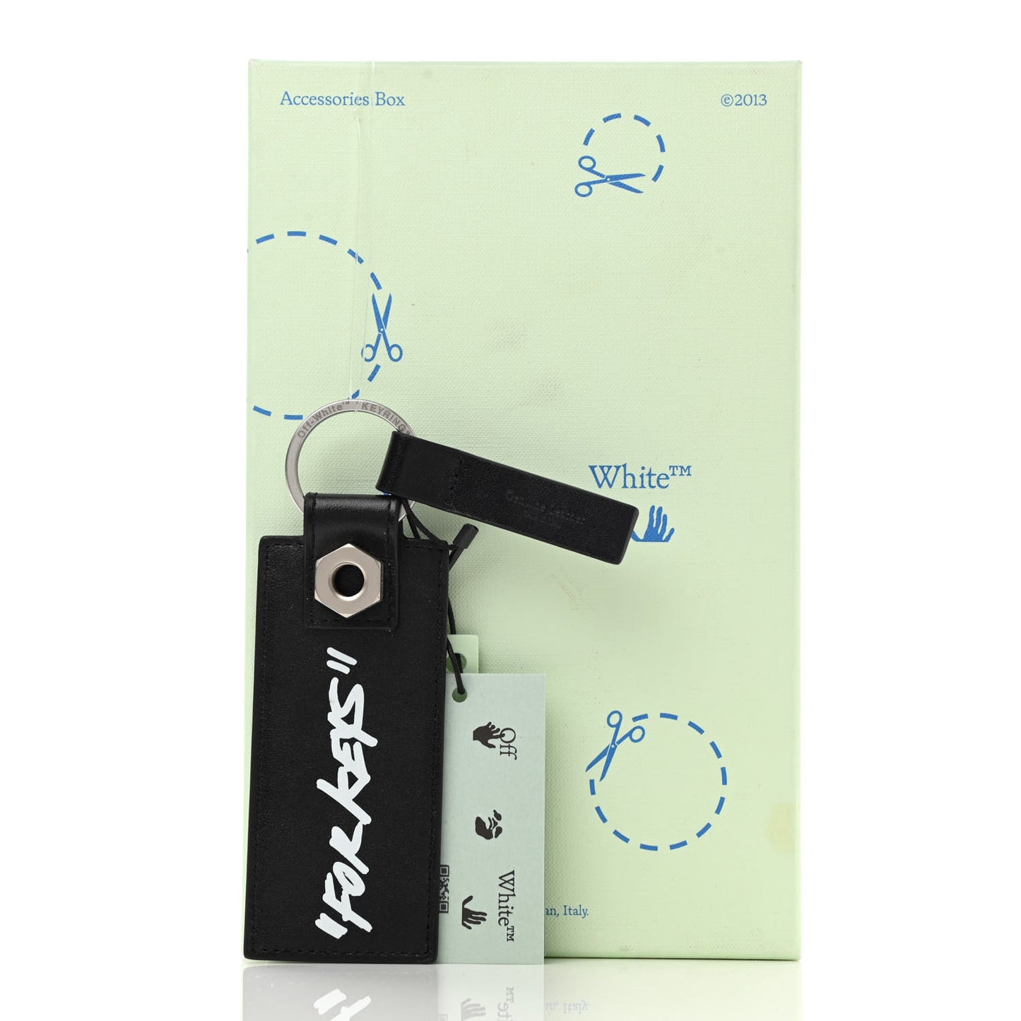 Calfskin Quote Key Holder Black White