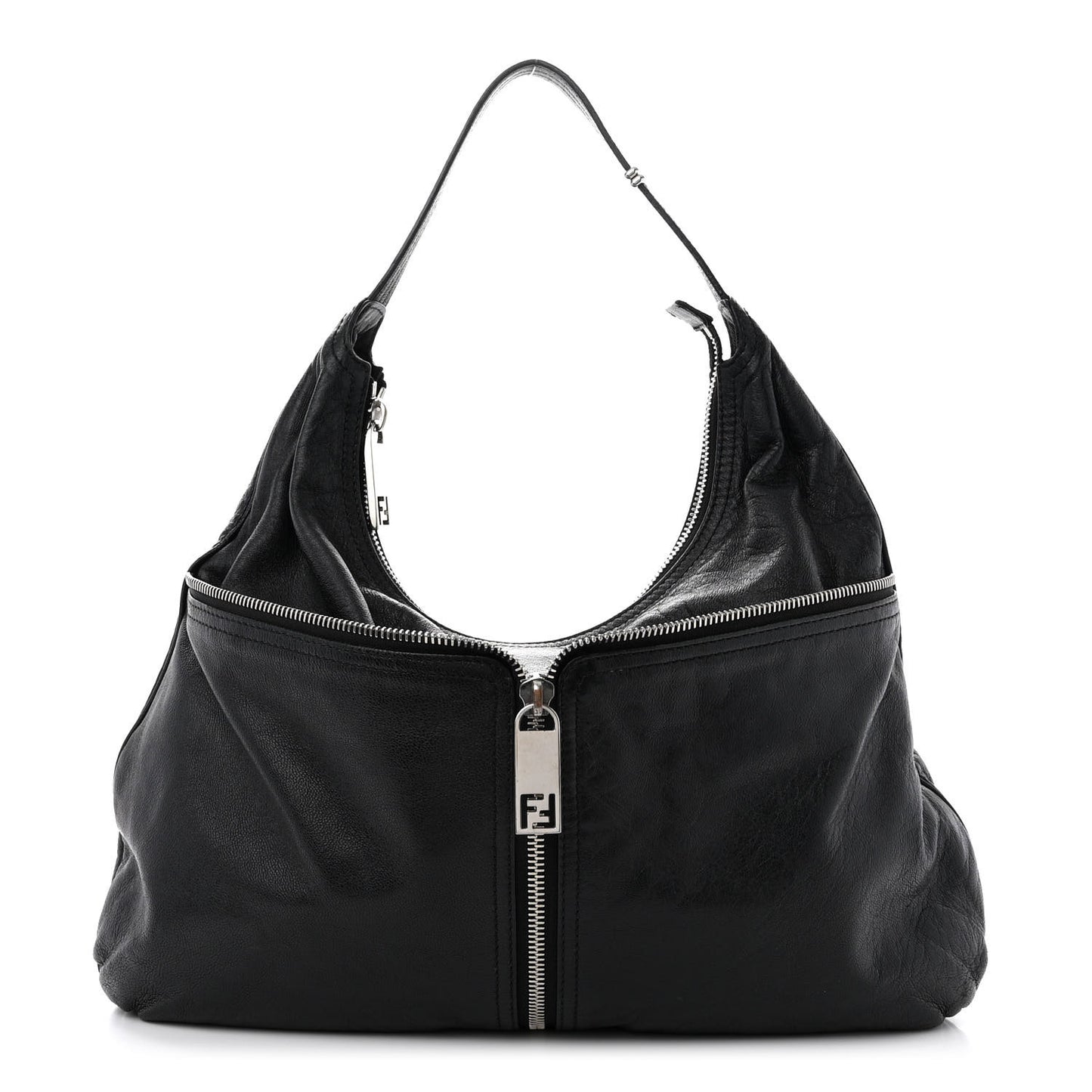 Sheepskin Zipper Hobo Black