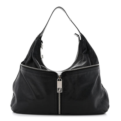 Fendi Sheepskin Zipper Hobo Black 1 of 12