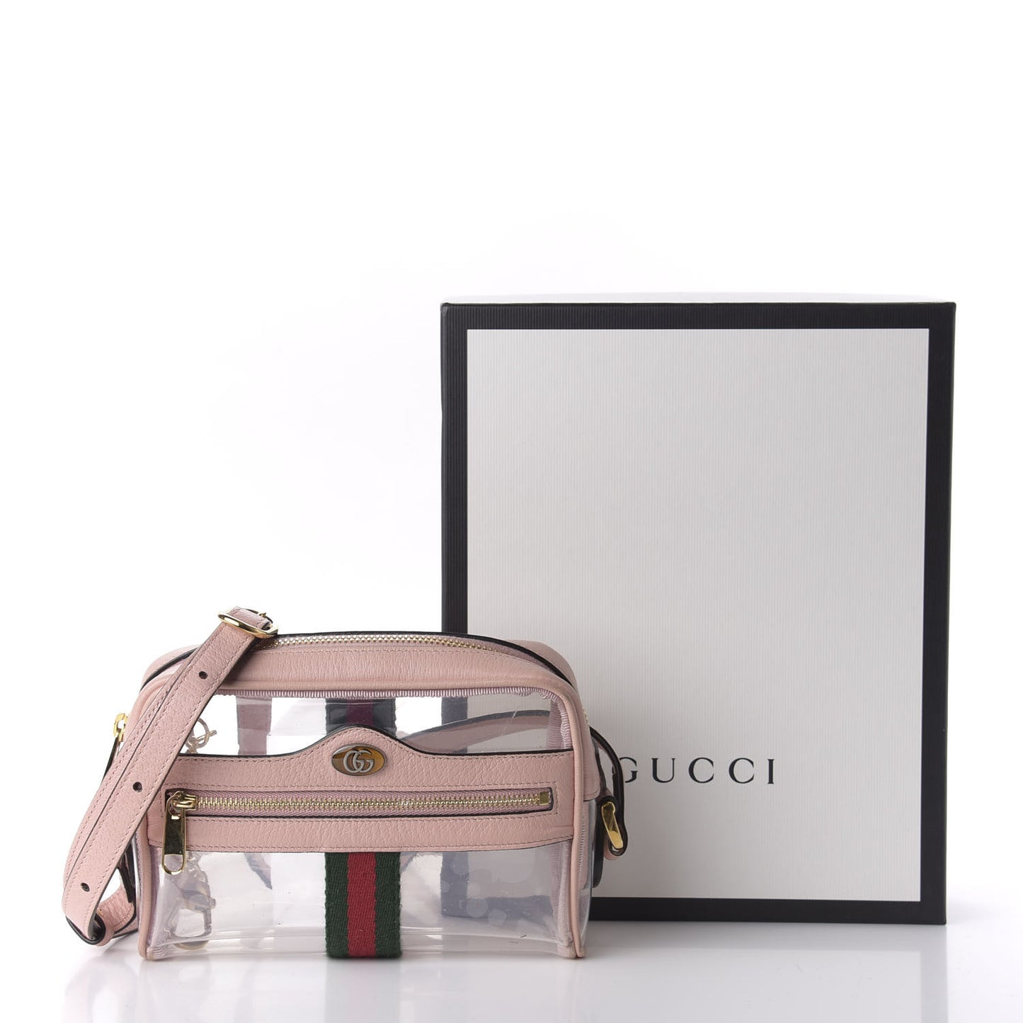 Vinyl Web Mini Ophidia Transparent Shoulder Bag Perfect Pink