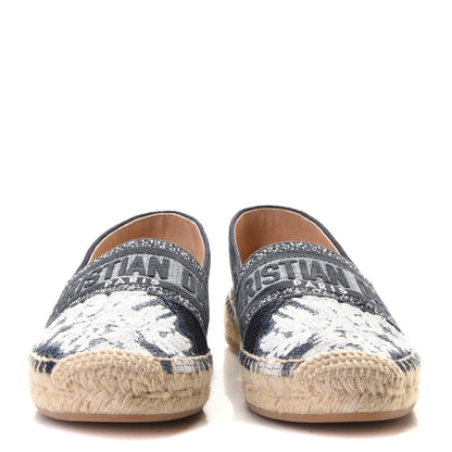 Christian Dior Canvas Tie and Dior Embroidered Granville 15mm Espadrilles 36 Denim 4 of 10