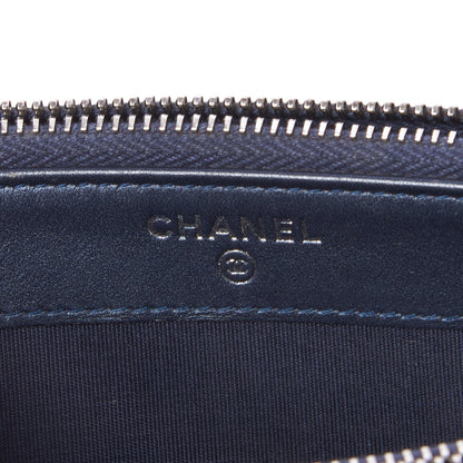 Chanel Metallic Caviar Quilted Small Boy Clutch With Chain Navy 9 of 11