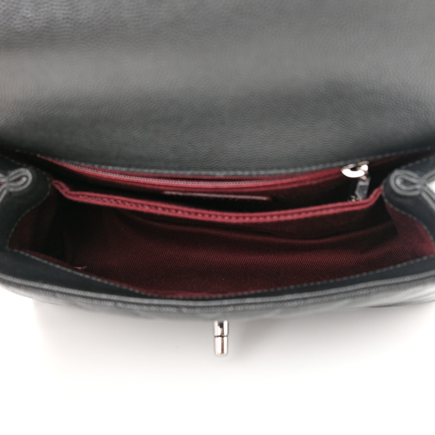 Caviar Chevron Quilted Mini Coco Handle Flap Black