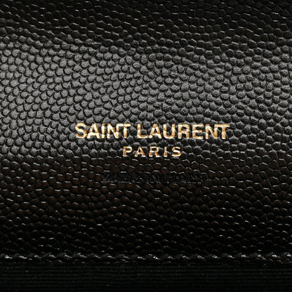 Saint Laurent Grain De Poudre Matelasse Chevron Monogram Envelope Clutch Black 7 of 12