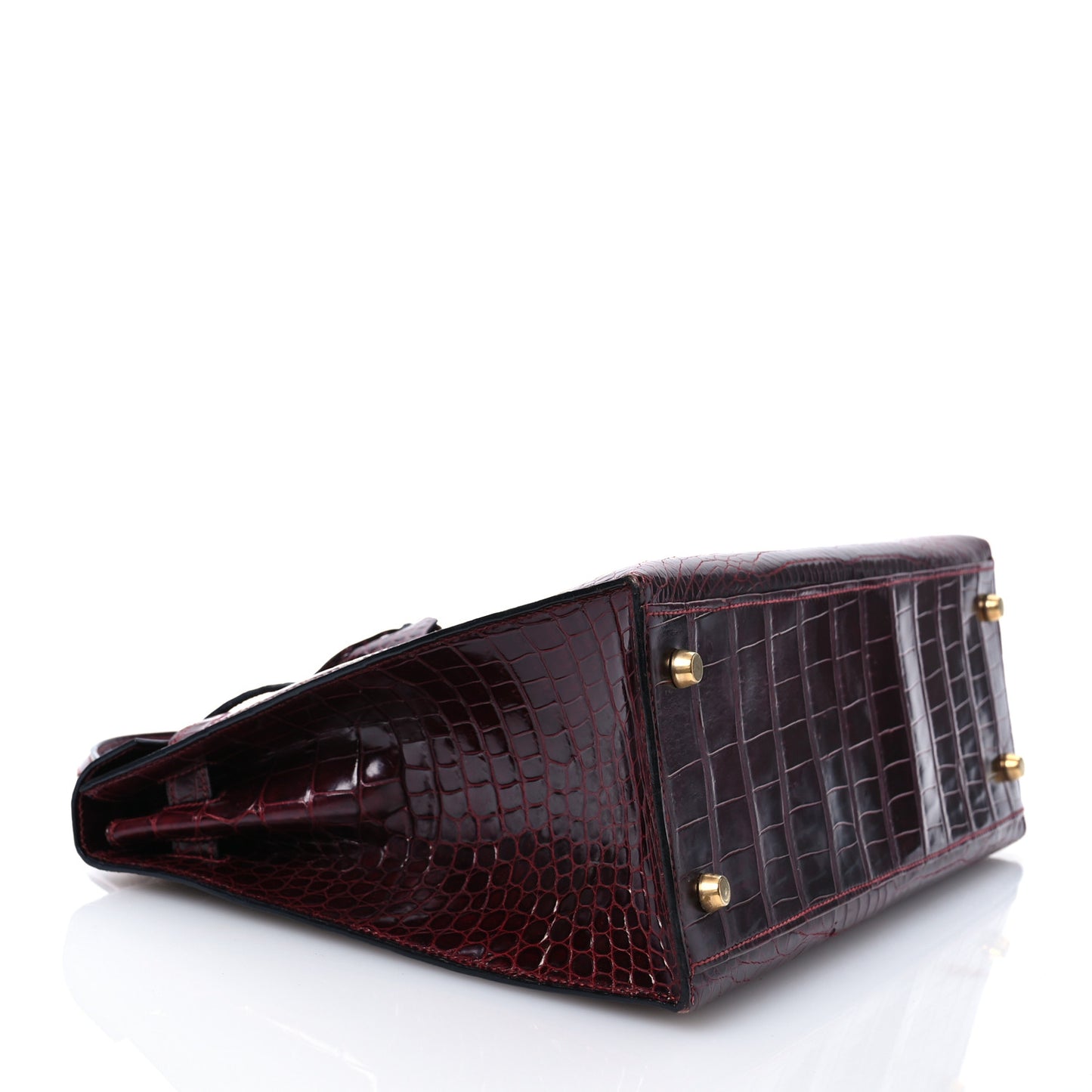Shiny Porosus Crocodile Kelly Sellier 32 Rouge H