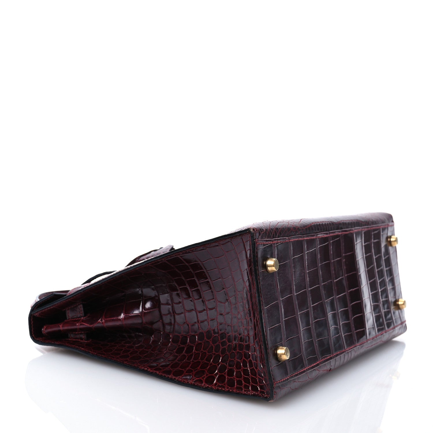 Hermes Shiny Porosus Crocodile Kelly Sellier 32 Rouge H 4 of 16