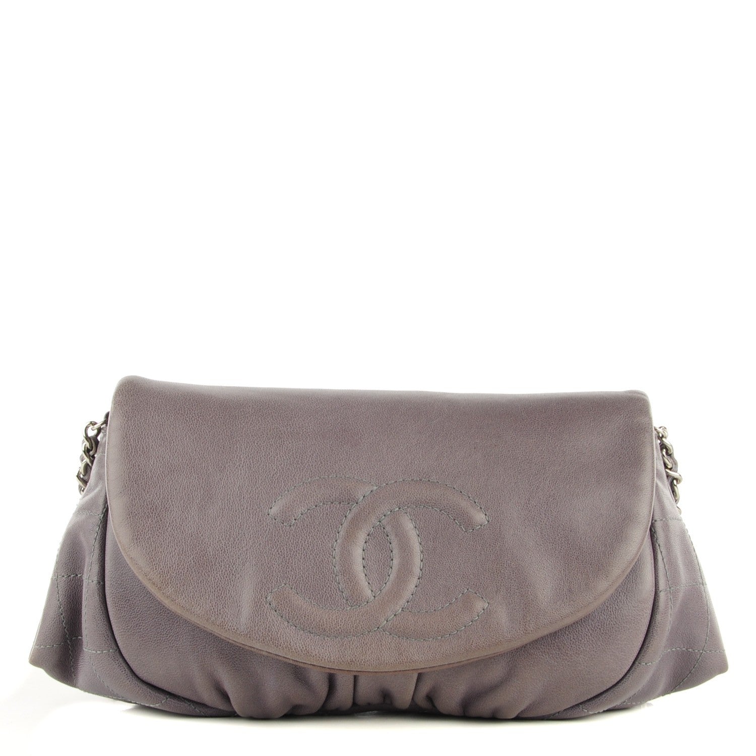 Chanel Lambskin Half Moon Wallet On Chain WOC Blue 1 of 9