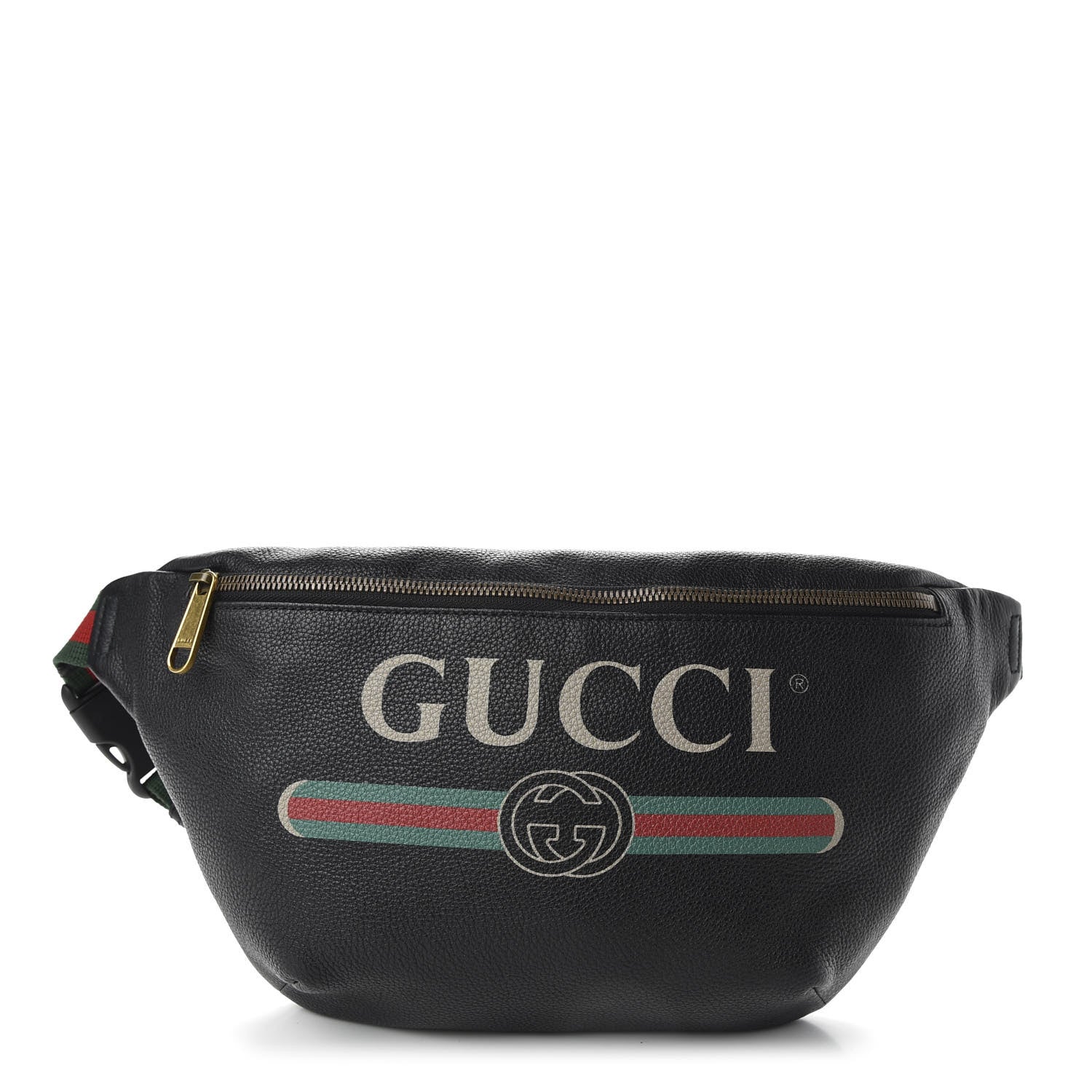Gucci Grained Calfskin Logo Belt Bag Black 1 of 9