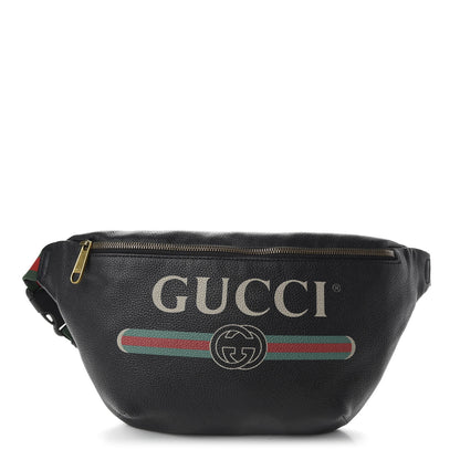 Gucci Grained Calfskin Logo Belt Bag Black 1 of 9
