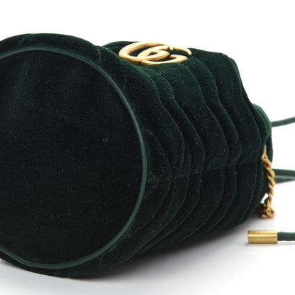 Gucci Velvet Matelasse Mini GG Marmont 2.0 Bucket Bag Dark Green 8 of 8