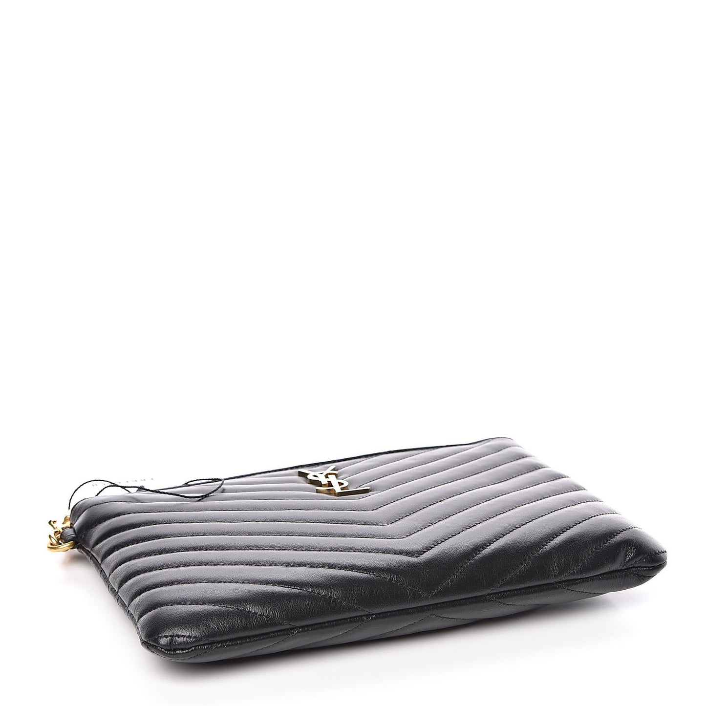 Calfskin Matelasse Chevron Monogram A5 Wristlet Black