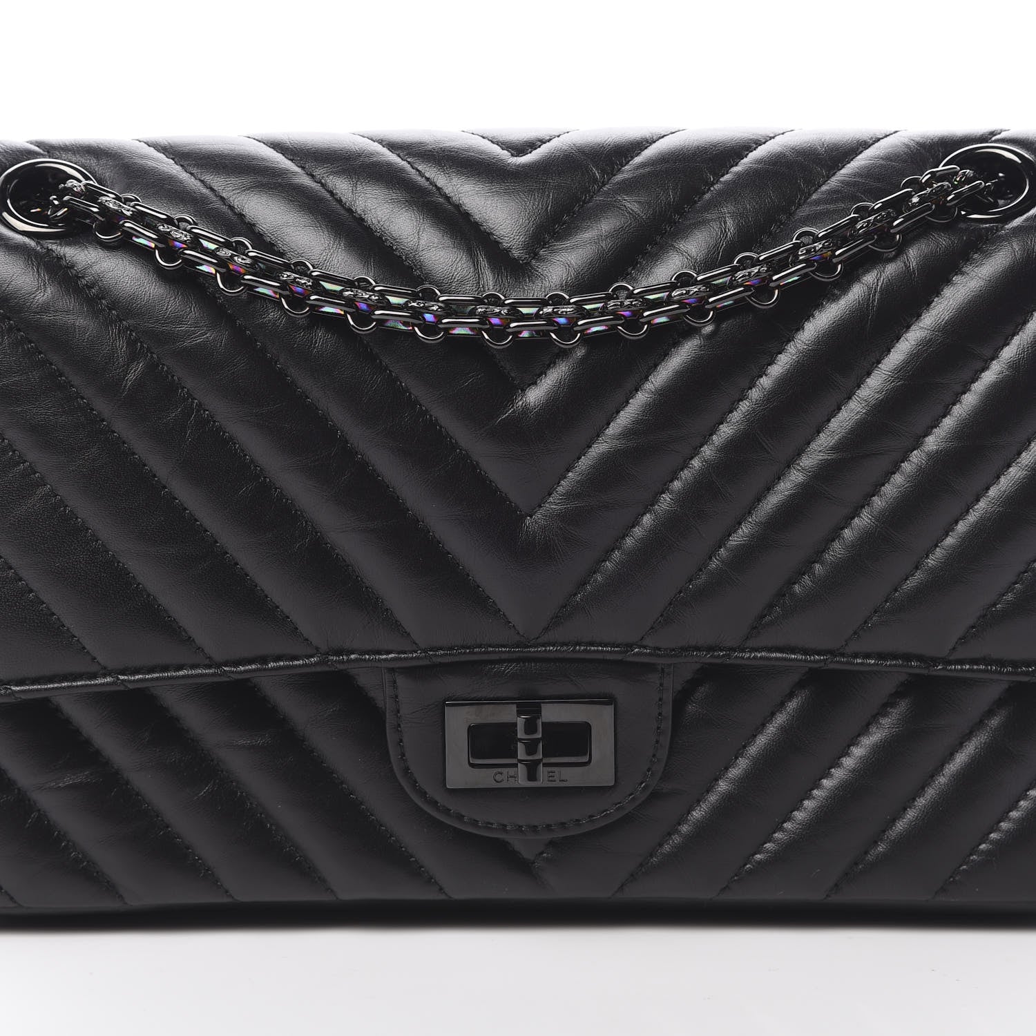 Chanel Aged Calfskin Chevron Quilted 2.55 Reissue 225 Flap So Black 8 of 12