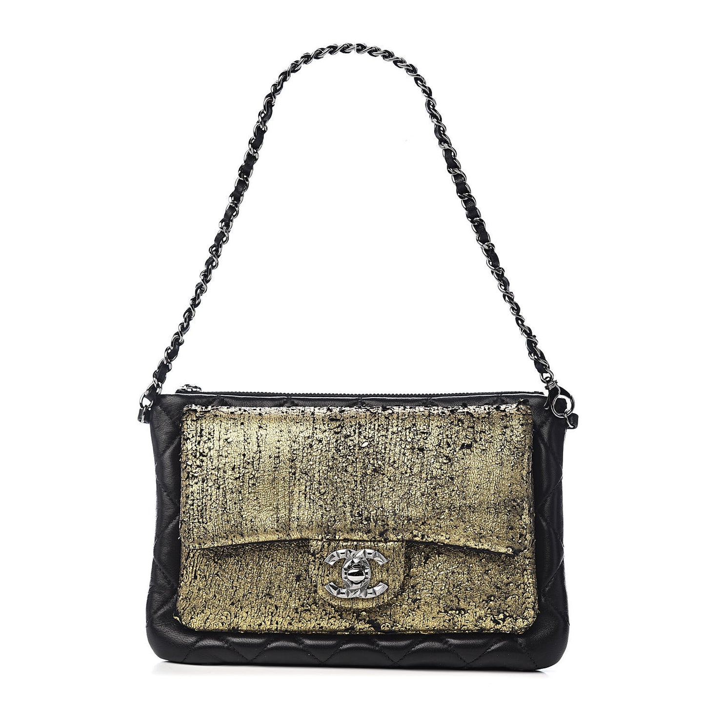 Lambskin Mineral Nights Wristlet Gold Black