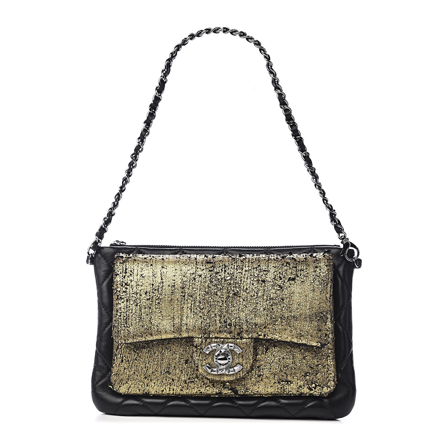 Chanel Lambskin Mineral Nights Wristlet Gold Black 1 of 11