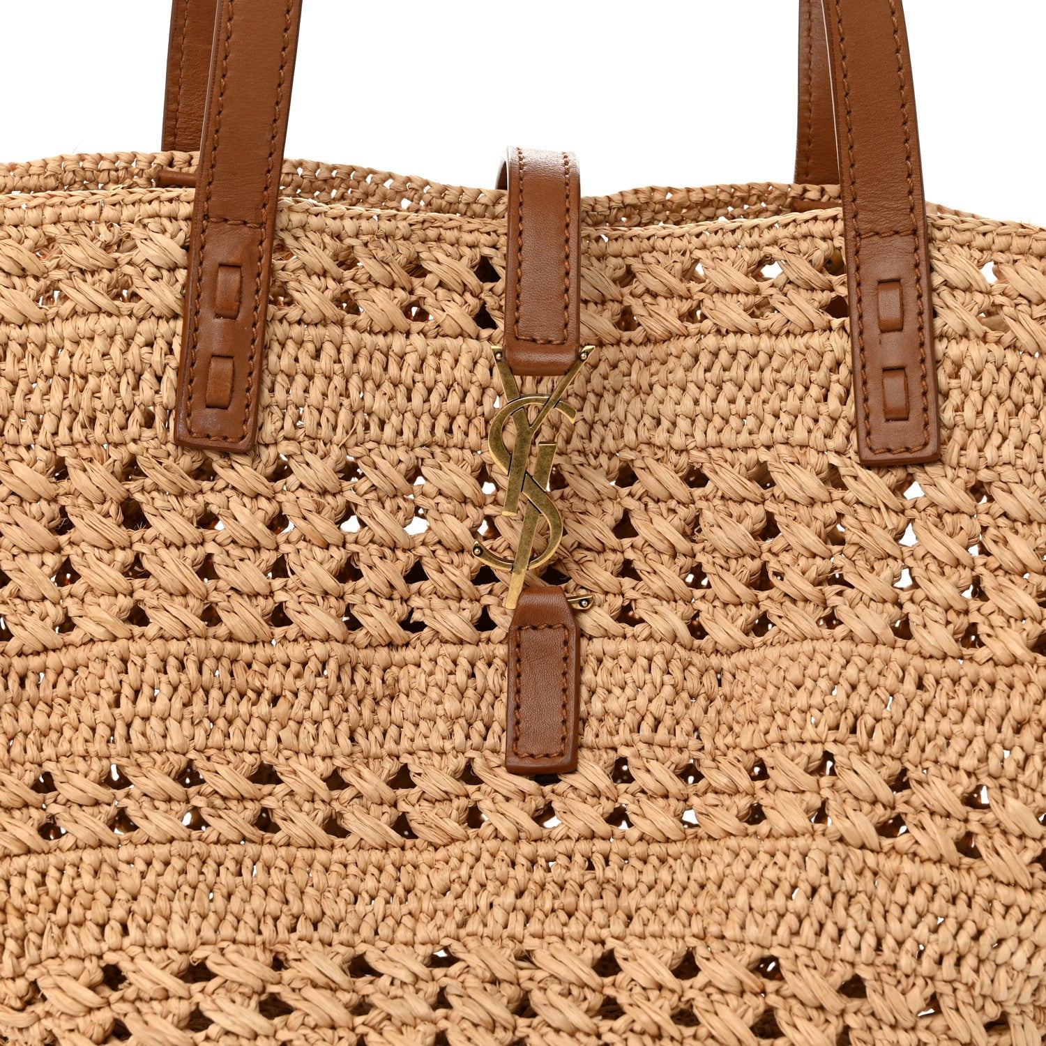 Saint Laurent Raffia Calfskin Small Panier Tote Naturel 8 of 12