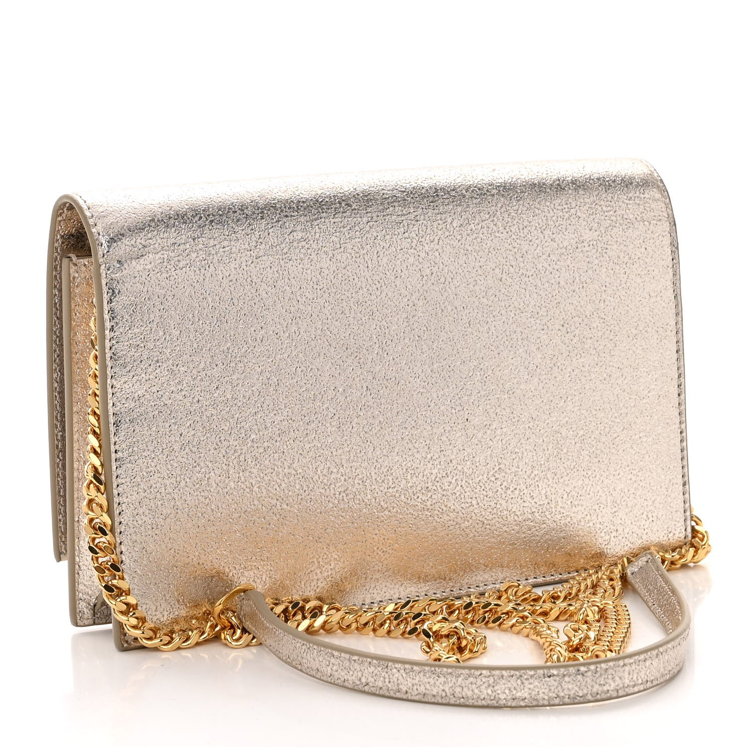 Saint Laurent Metallic Calfskin Kate Monogram Tassel Chain Wallet Gold 3 of 10