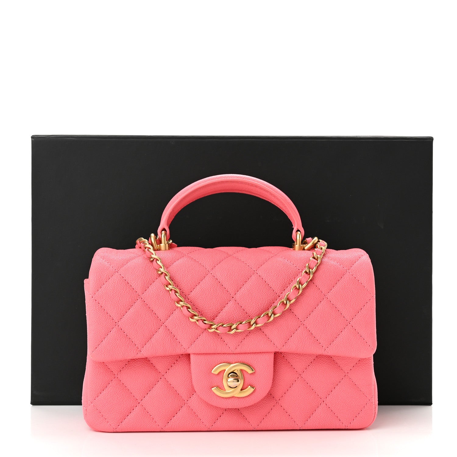 Chanel Caviar Quilted Mini Top Handle Rectangular Flap Pink 11 of 11