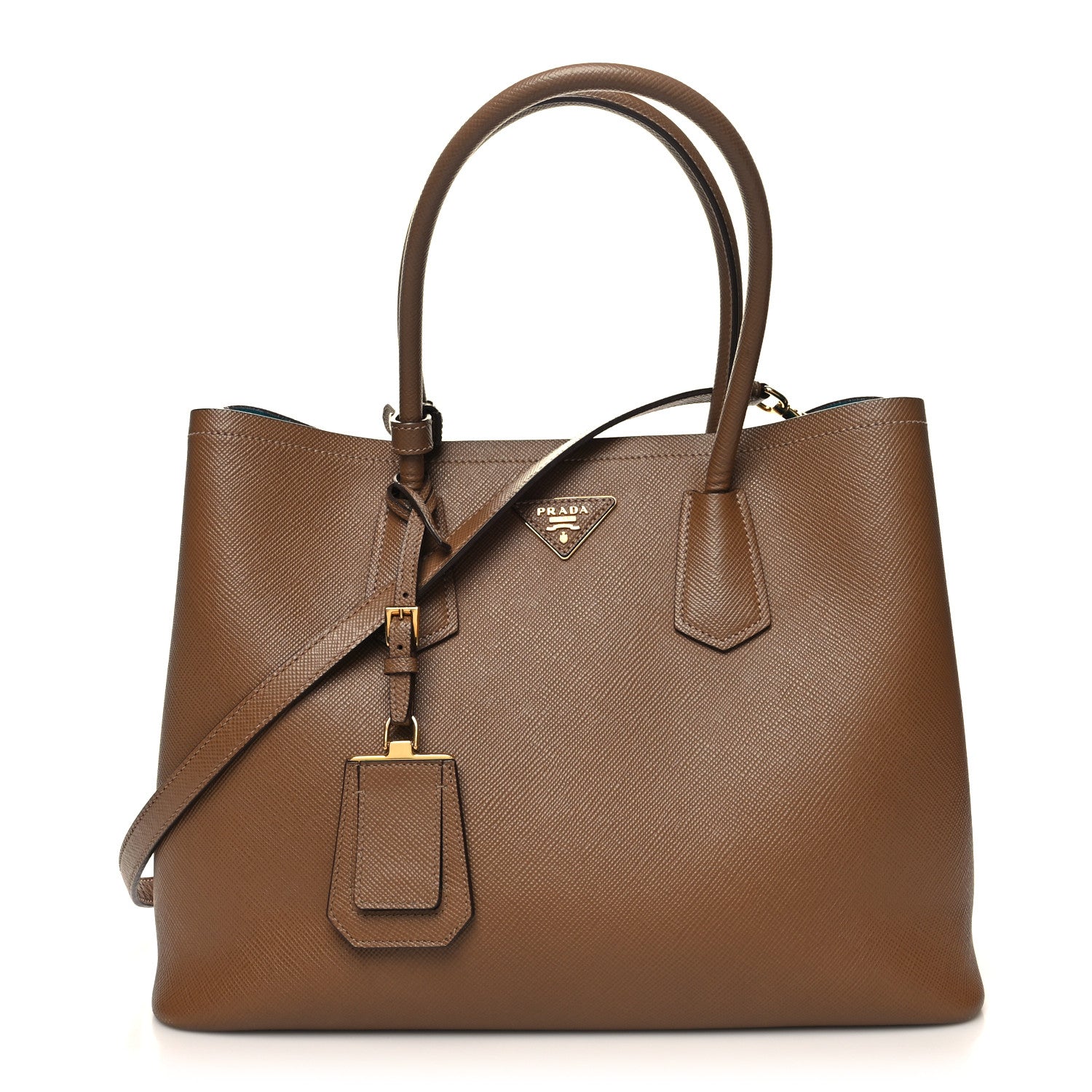 Prada Saffiano Cuir Medium Double Bag Cannella Turchese 1 of 13