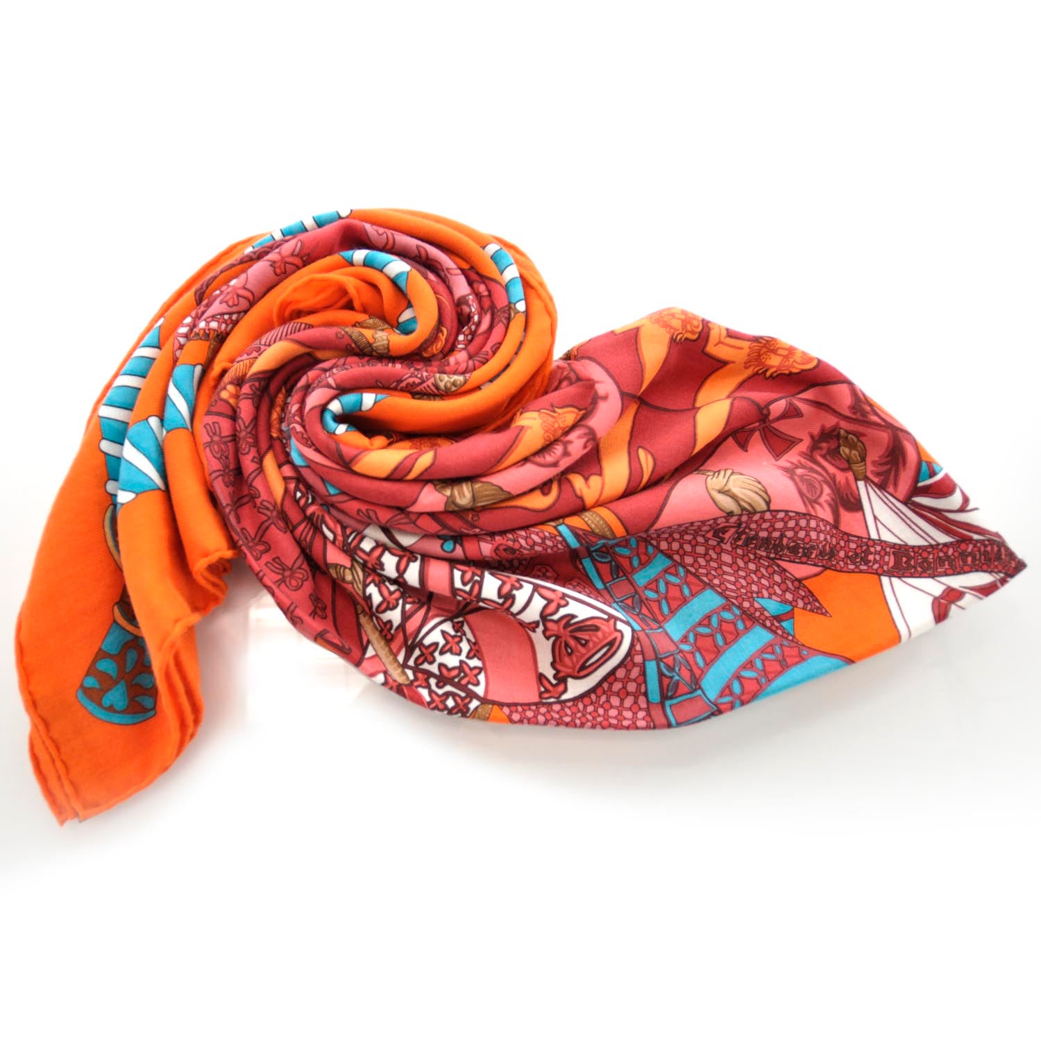 Hermes Cashmere Silk Etendards et Bannieres Shawl 140 10 of 11