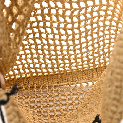 Prada Yarn Raffia Effect Crochet Logo Embroidered Tote Bag Naturale 5 of 10