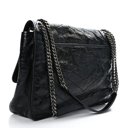 Saint Laurent Crinkled Calfskin Matelasse Monogram Large Niki Chain Satchel Black 3 of 9