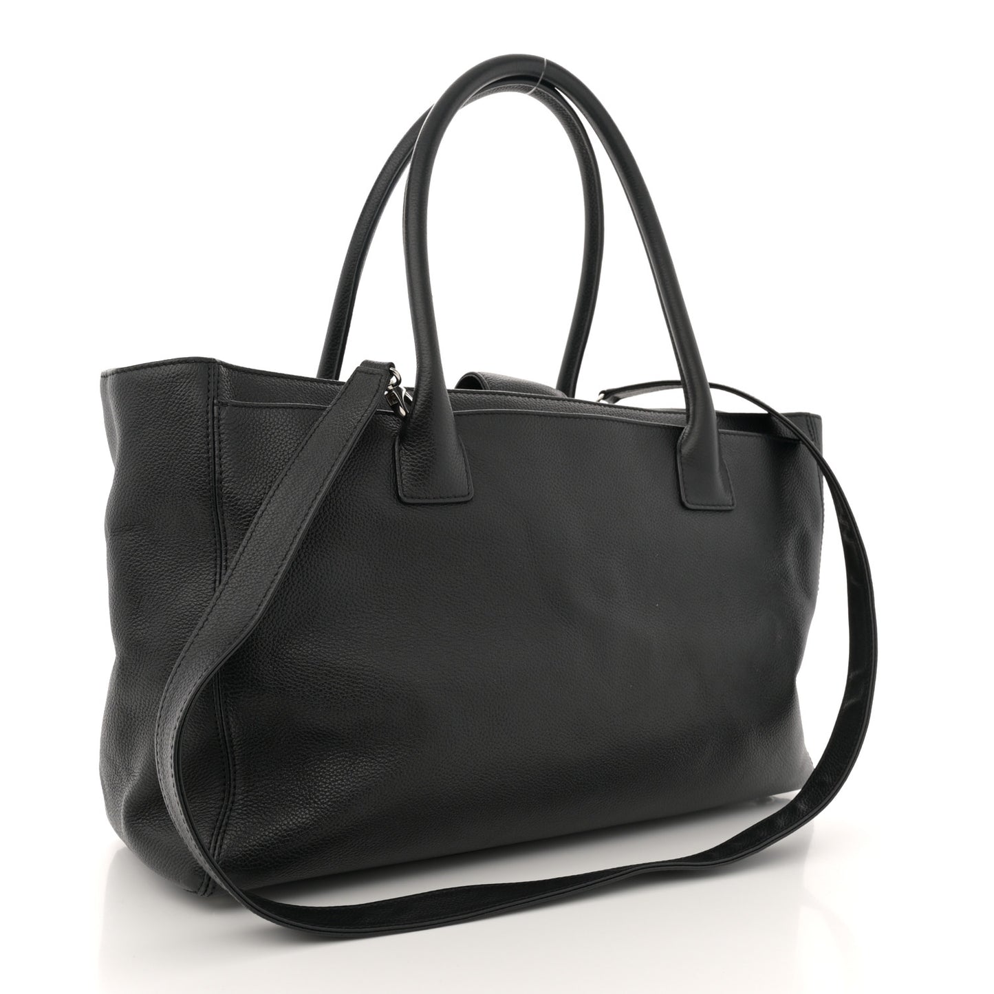 Calfskin Cerf Executive Shopper Tote Black