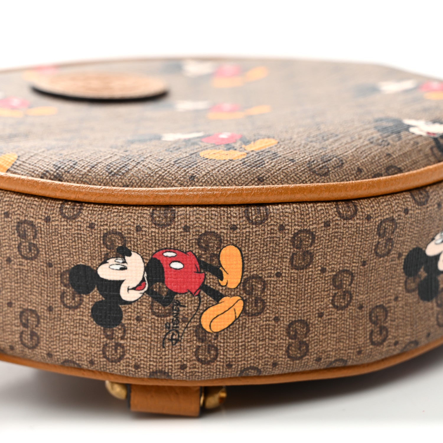 Gucci X DISNEY Mini Vintage GG Supreme Monogram Mickey Mouse Round Backpack  Beige Vintage Sun Oil 9 of 10