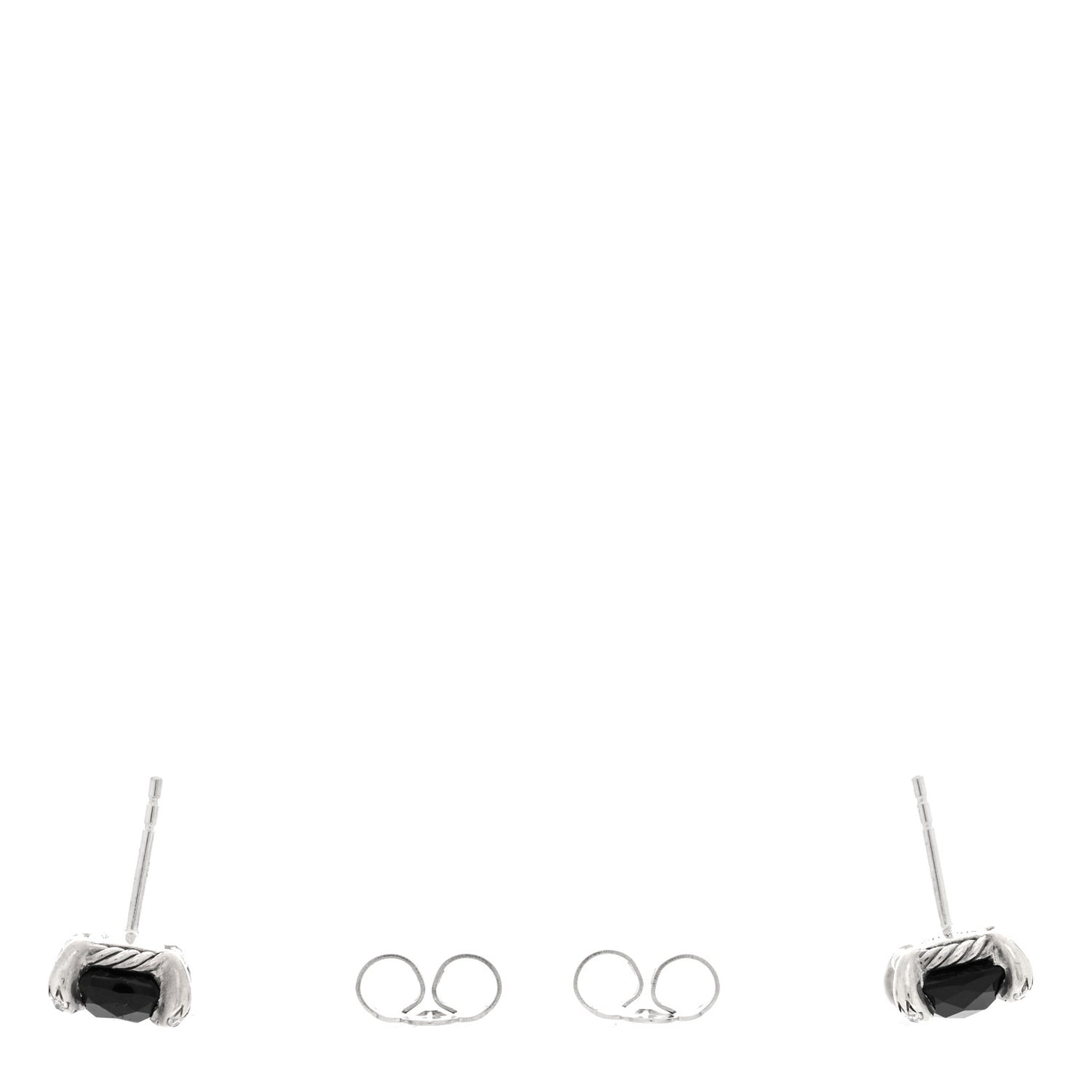Sterling Silver Diamond Black Onyx 9mm Chatelaine Earrings